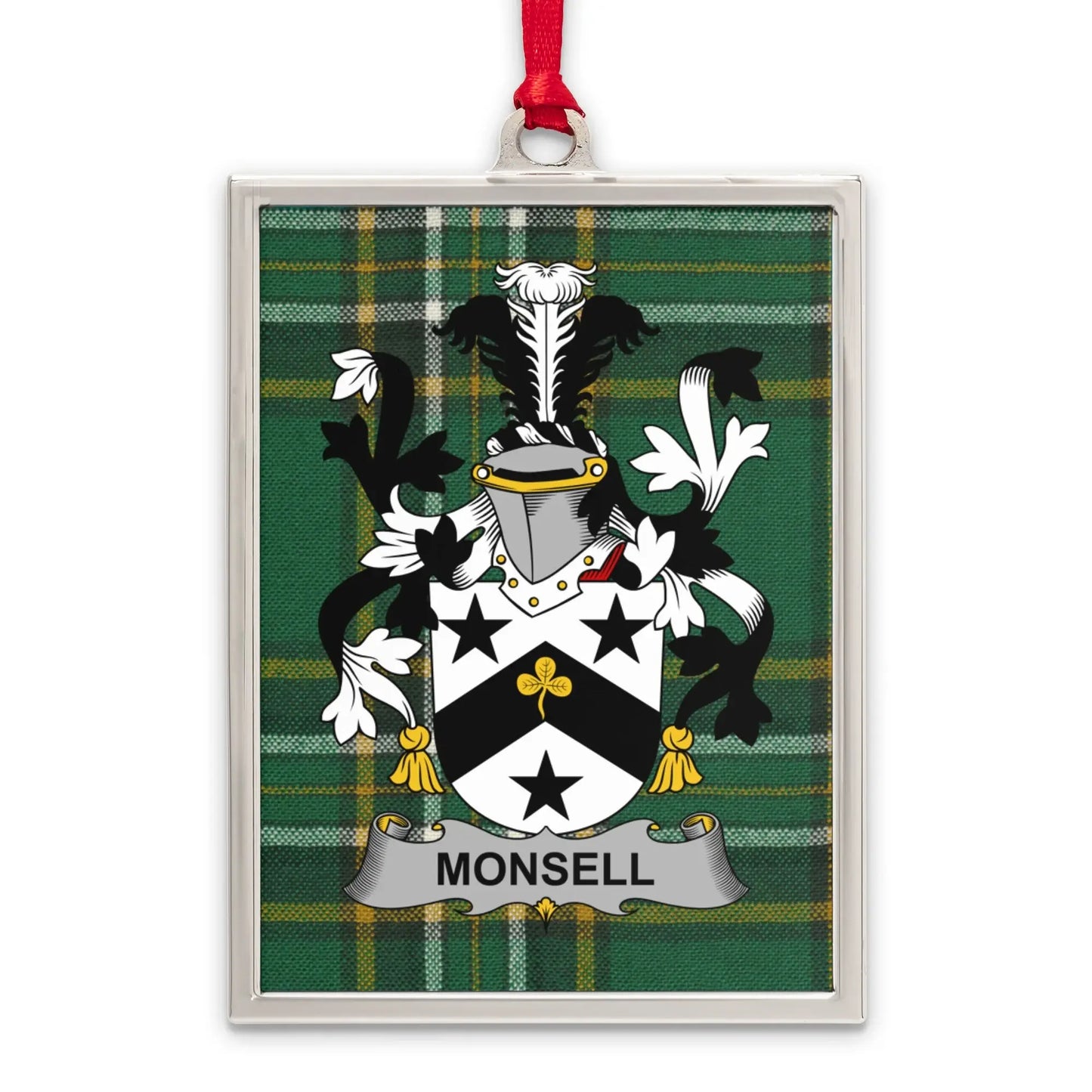 Monsell Family Crest Plaid Rectangular Ornament product