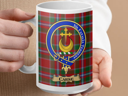 Clan Carse Scottish Tartan Crest Emblem Mug - Living Stone Gifts