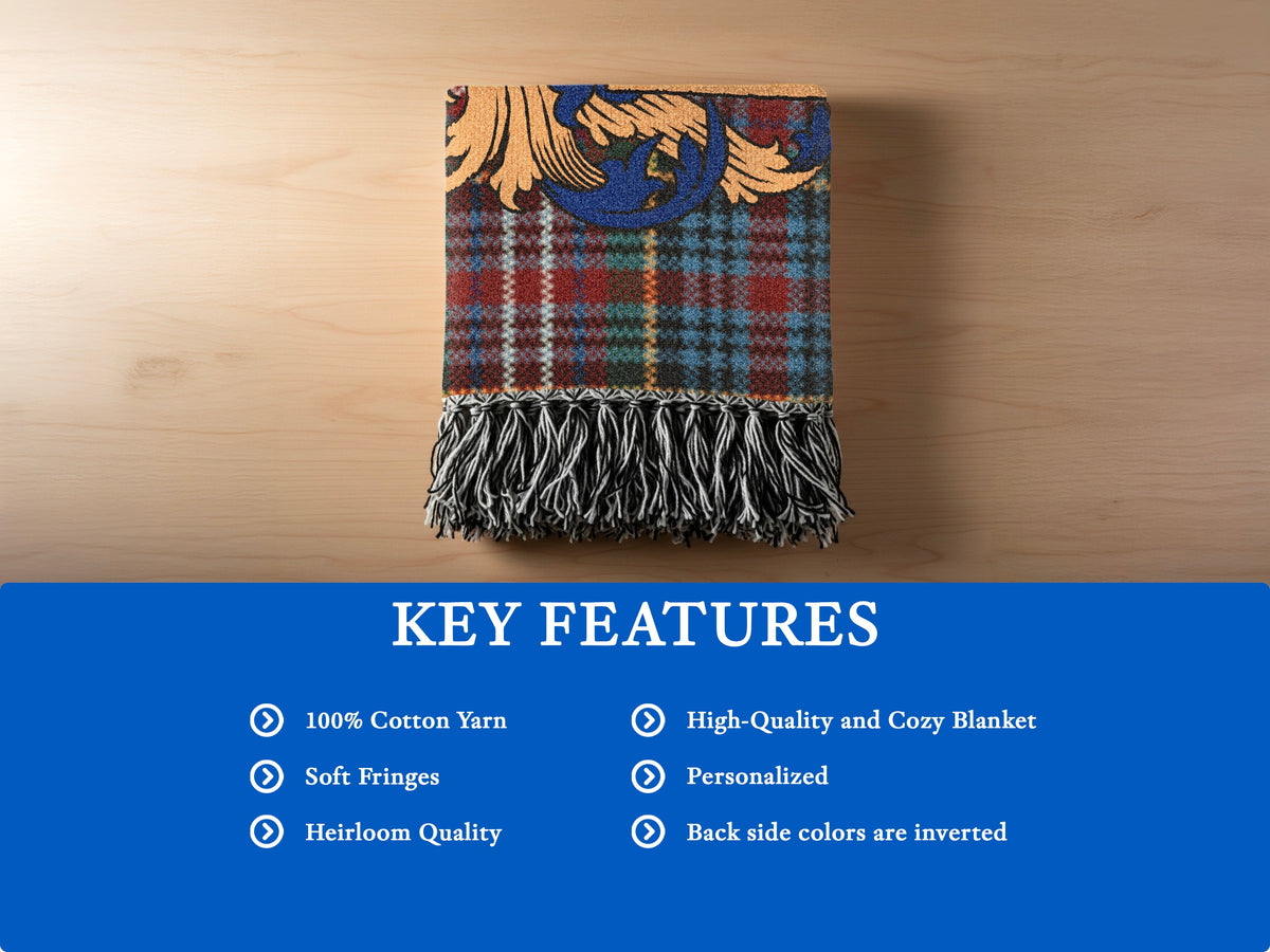 Features of the Arkley Scottish woven blanket in 100% premium cotton yarn