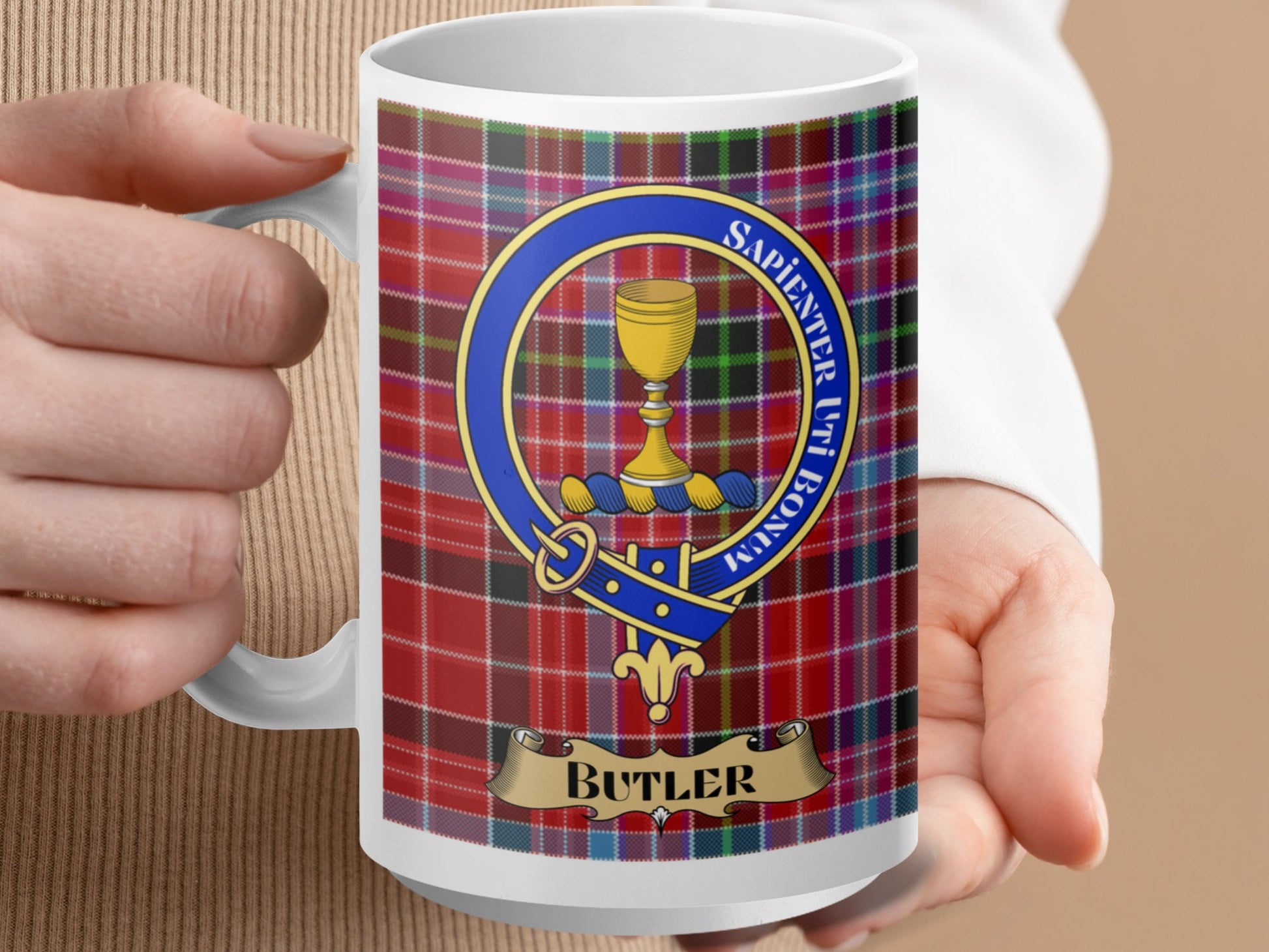 Clan Butler Personalized Plaid Tartan Pattern Mug - Living Stone Gifts