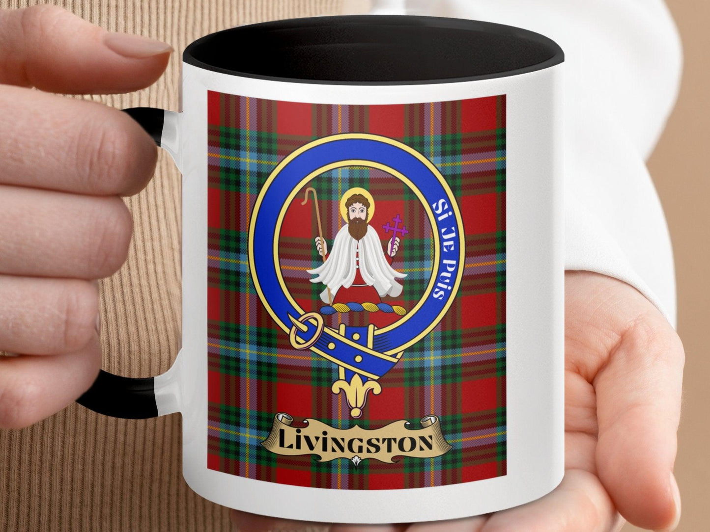 Livingston Scottish Clan Crest Plaid Tartan Design Mug - Living Stone Gifts