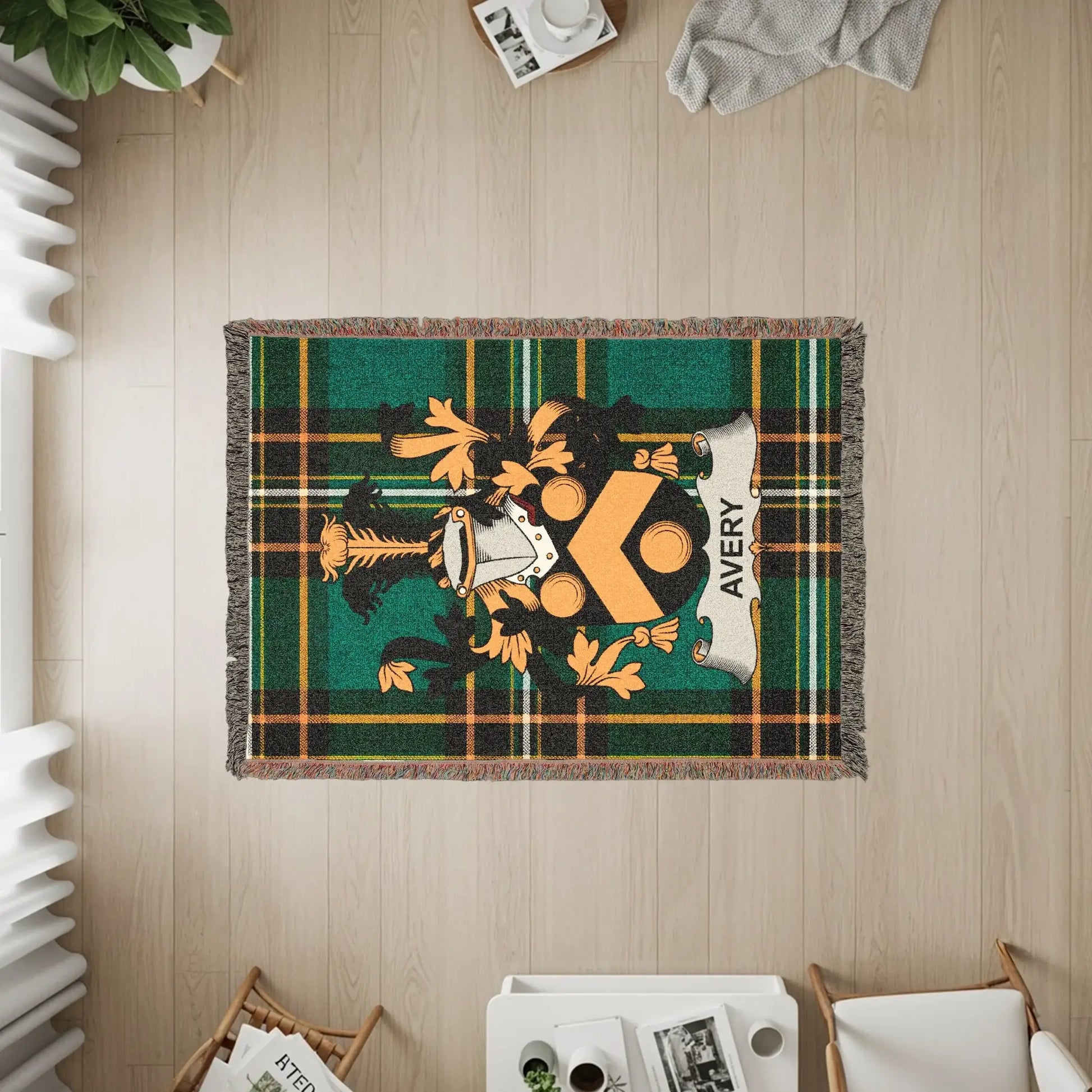 Avery Clan Crest Green Plaid Tartan Woven Blanket product type
