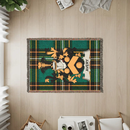 Avery Clan Crest Green Plaid Tartan Woven Blanket product type