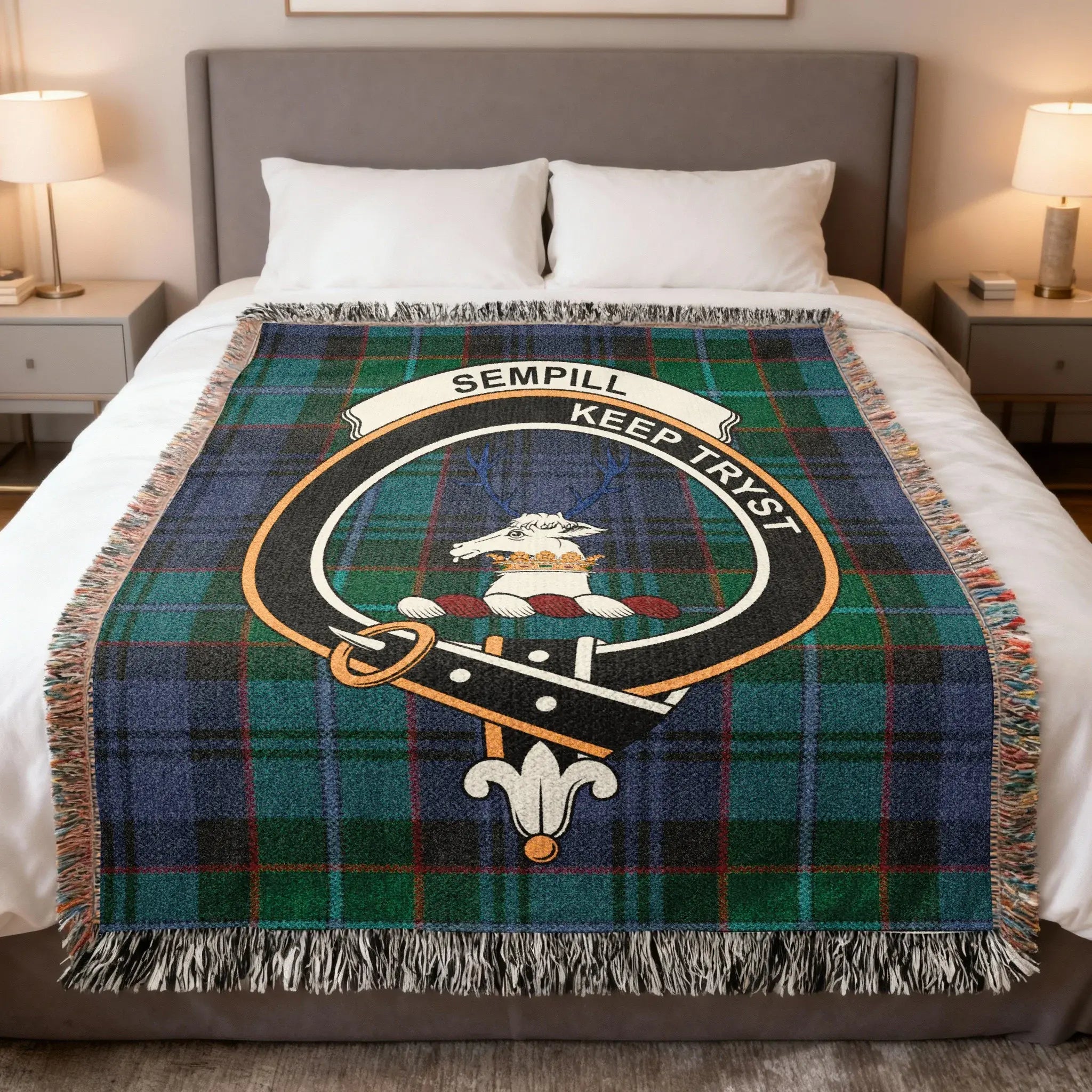 Sempill Keep Tryst Crest Tartan Blanket Product