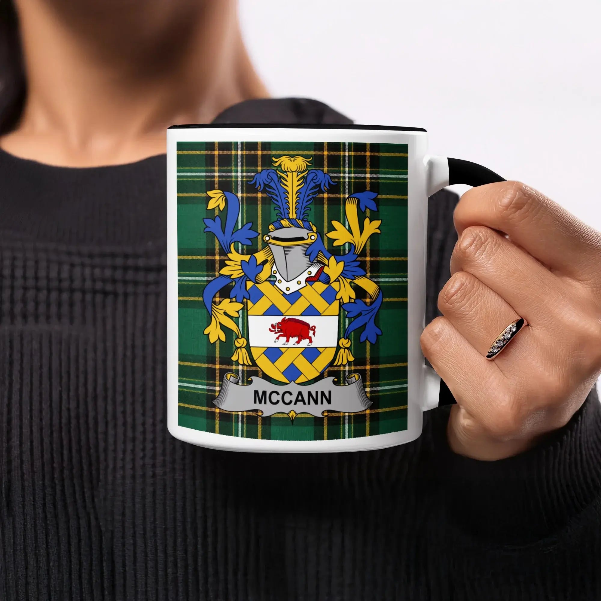 McCann Irish heritage mug with black handle and interior
