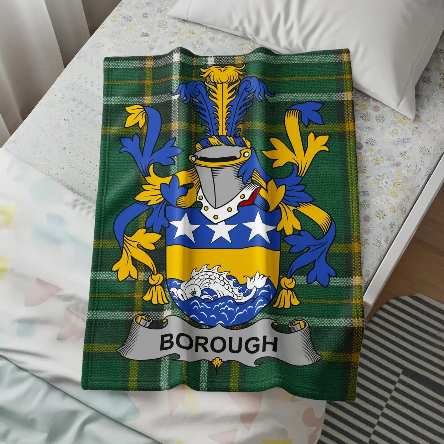 Borough Family Crest Green Tartan Blanket product
