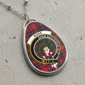 Oval pendant necklace with Ross clan tartan and motto "Spem Successus Alit".