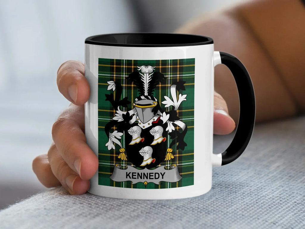 Kennedy Irish family crest black accent mug