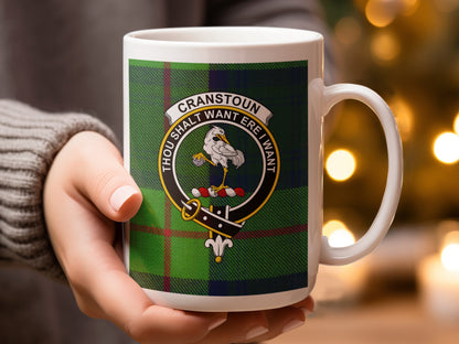 Clan Cranstoun Thou Shalt Want Ere I Want Crest Mug - Living Stone Gifts