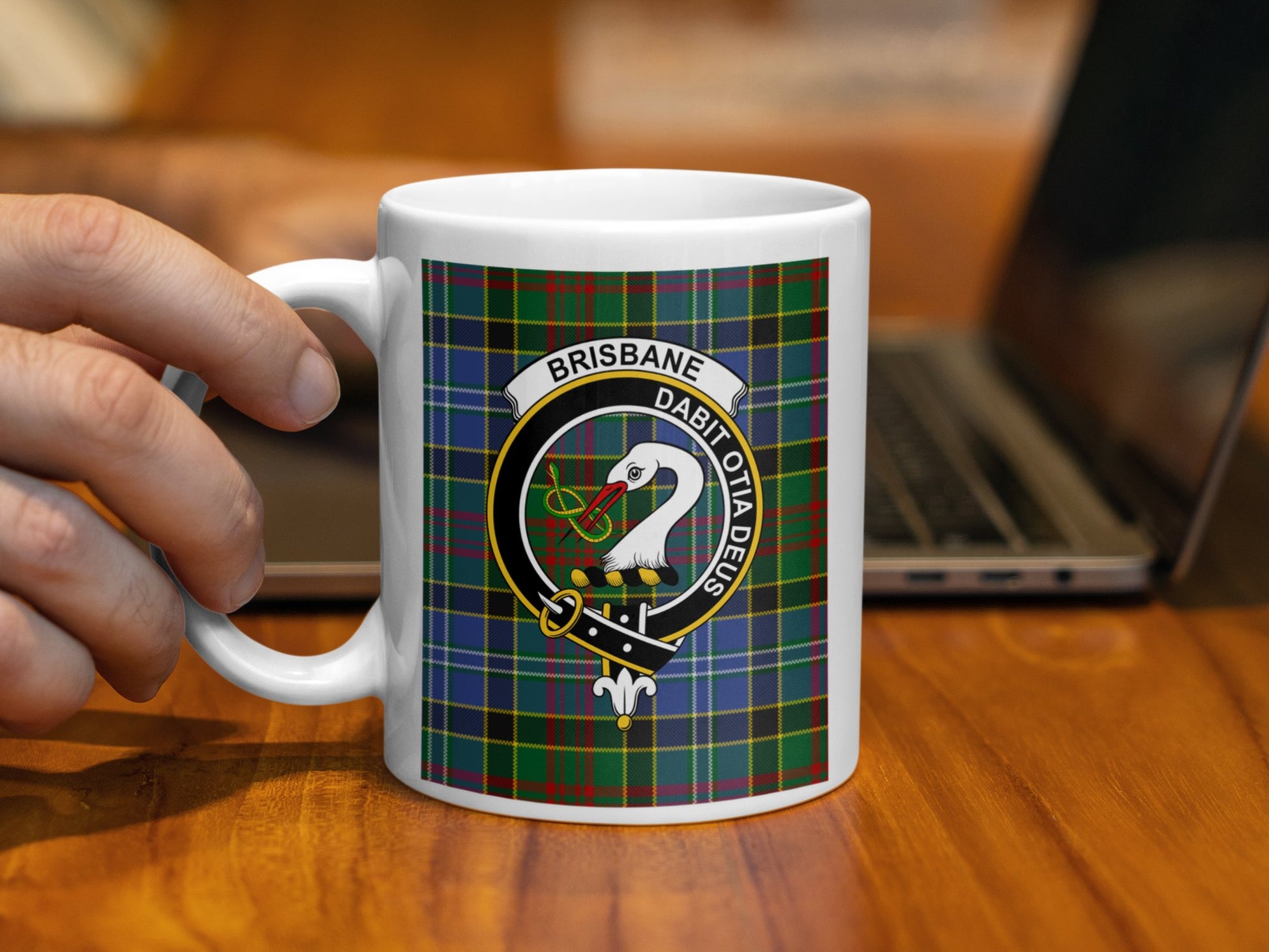 Traditional Brisbane Clan Crest Plaid Design Mug - Living Stone Gifts