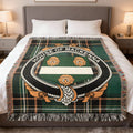 MacKenna Irish National Tartan woven blanket with family crest emblem