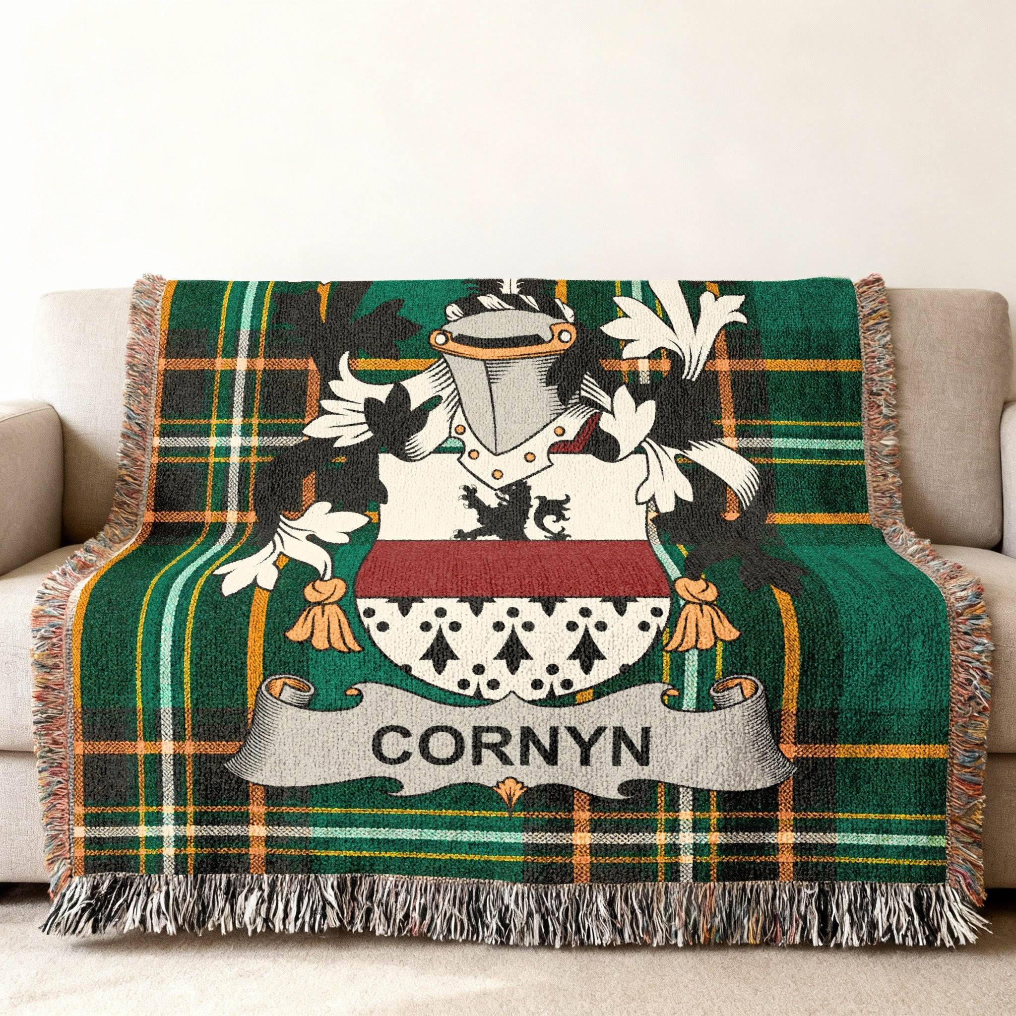 CORNYN Family Crest Tartan Plaid Blanket product type