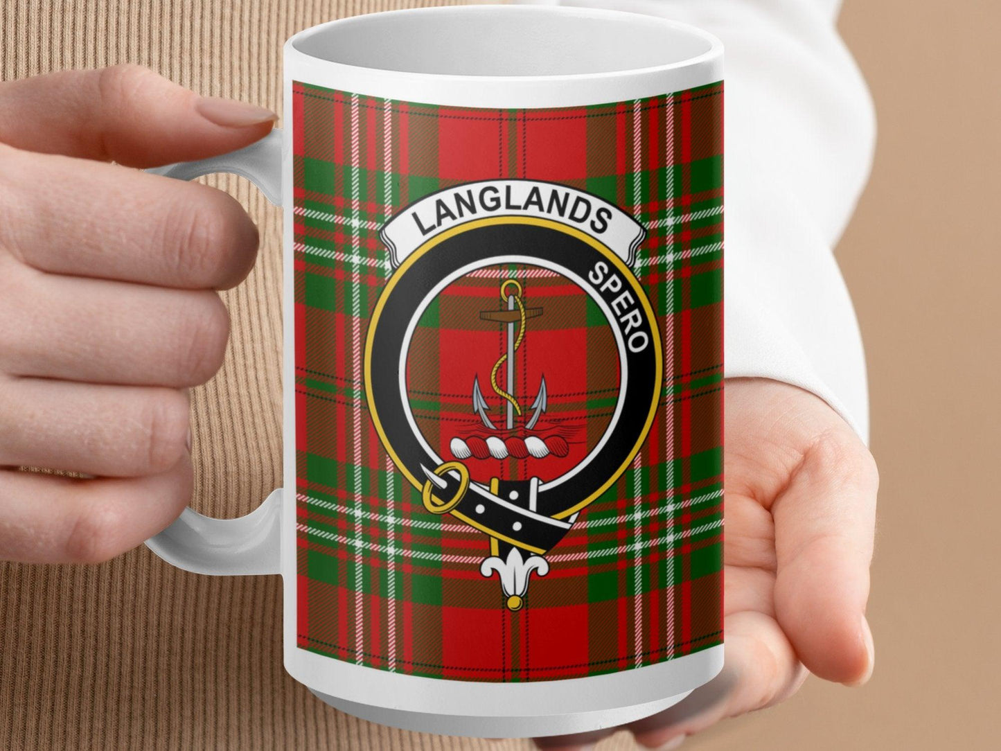 Langlands Clan Crest Tartan Plaid Mug Perfect Scottish Gift Mug - Living Stone Gifts