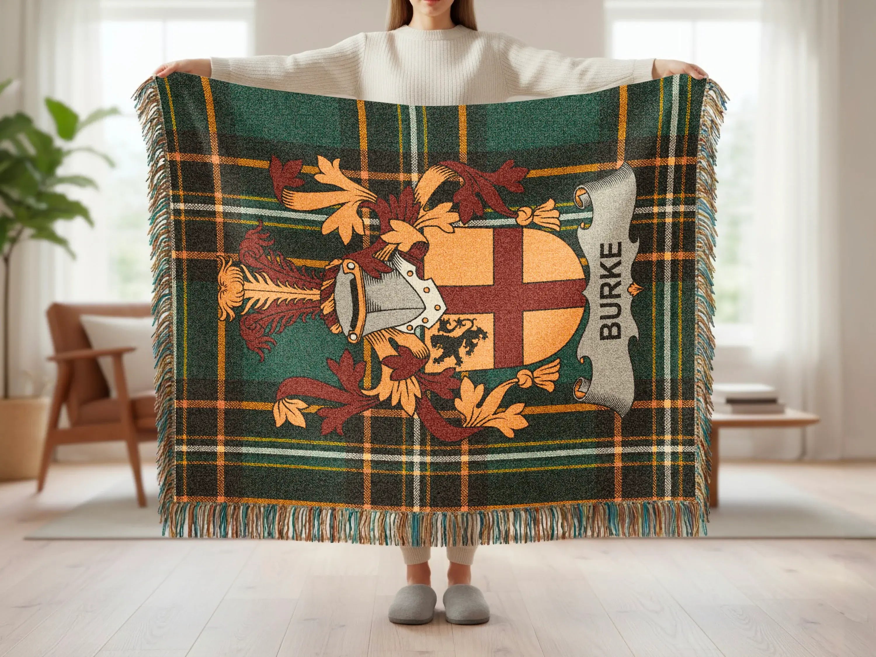 Burke Crest Plaid Pattern Green Woven Blanket product type