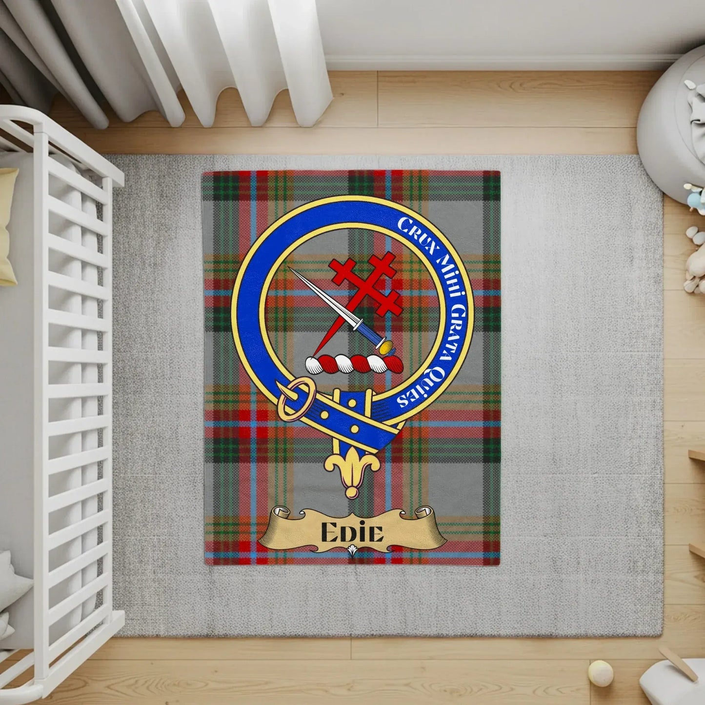 Personalized Tartan Clan Emblem Nursery Area Rug product