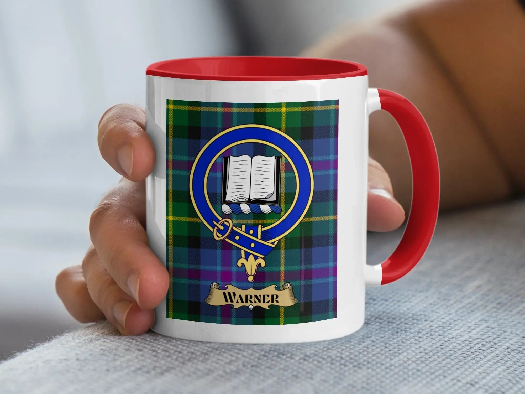 Warner Family Crest Coat of Arms Tartan Coffee Mug