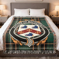 MacDermot Irish National Tartan woven blanket with family crest emblem