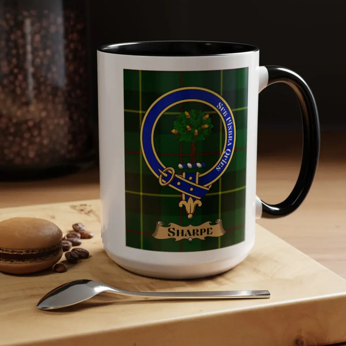Sharpe Family Crest Tartan Design Mug for Traditional Look