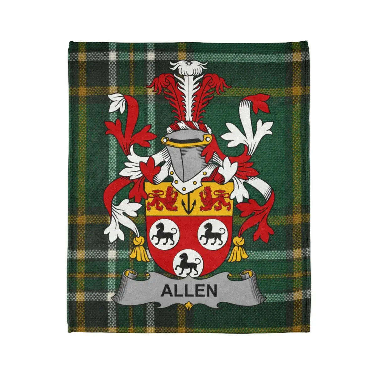 Green Allen Family Crest Tartan Blanket product