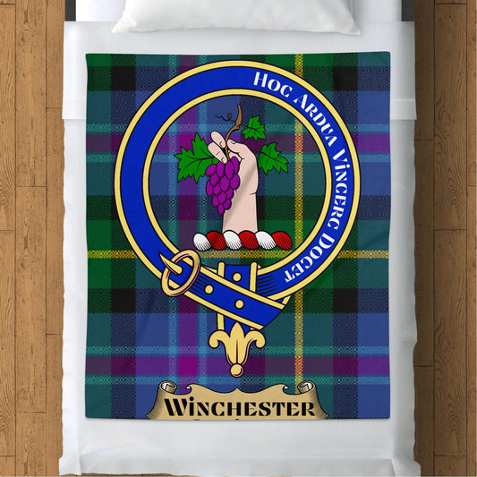 Scottish Clan Winchester Crest Tartan Throw Blanket - Living Stone Gifts