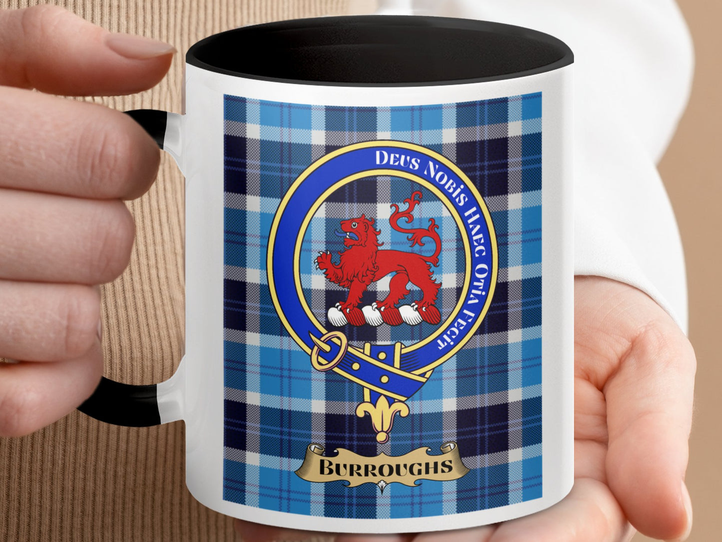 Burroughs Clan Crest Tartan Plaid Coffee Mug - Living Stone Gifts