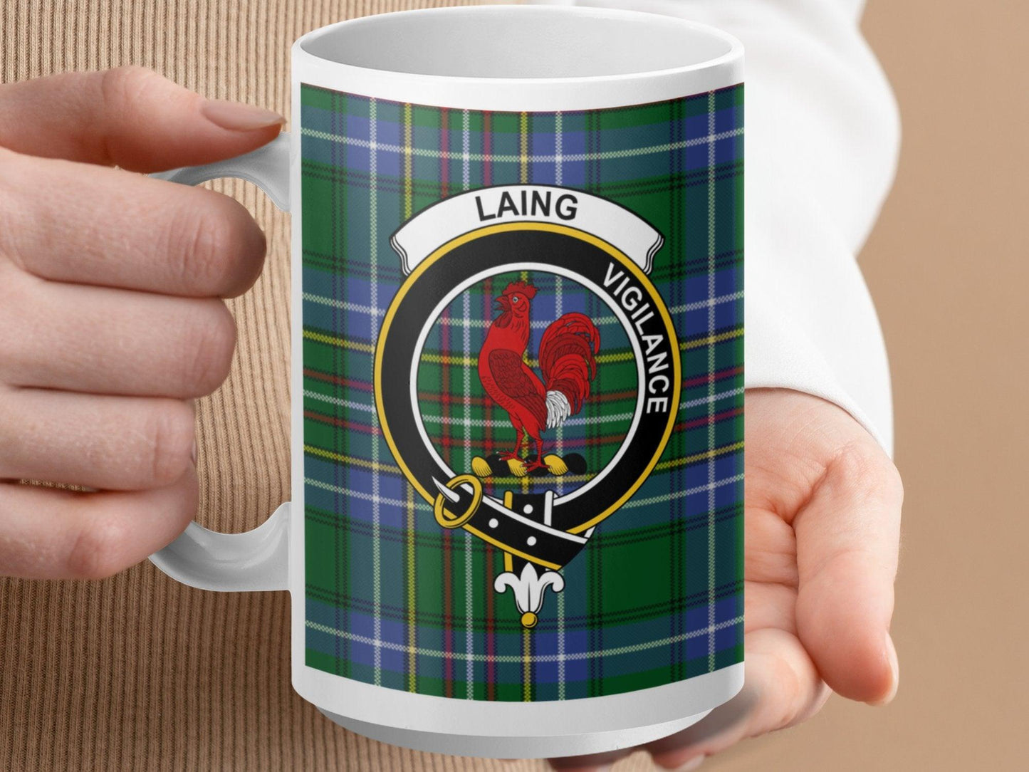 Clan Laing Vigilance Scottish Crest Tartan Plaid Mug - Living Stone Gifts