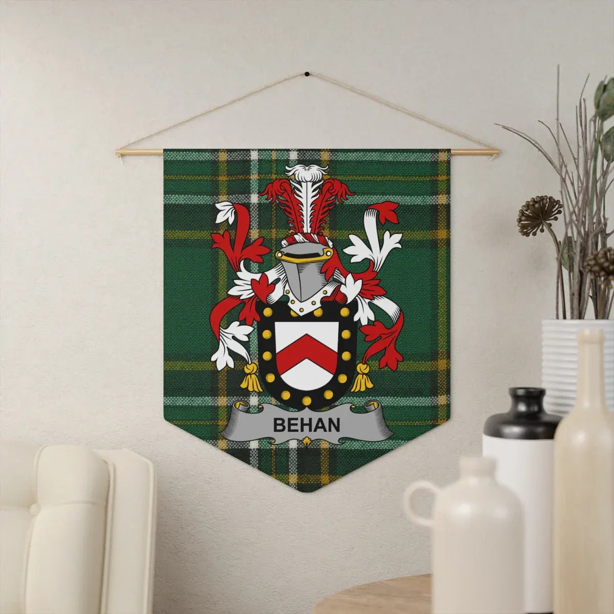 Behan Family Crest Coat of Arms Printed Wall Banner product