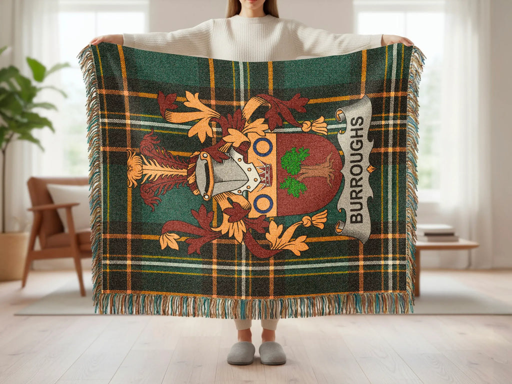 Burroughs Family Crest Plaid Throw Blanket product type