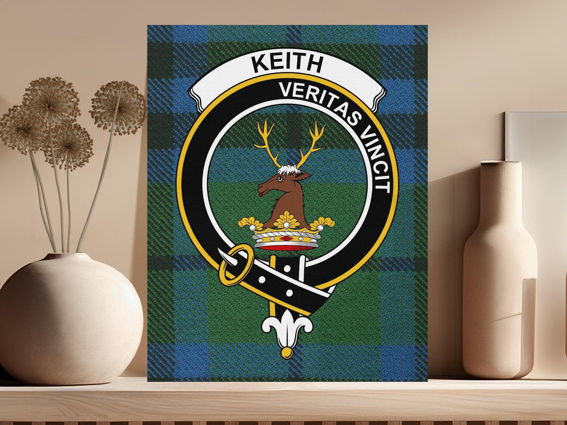 Keith Scottish Tartan Clan Crest Canvas - Celtic Ancestry Gifts
