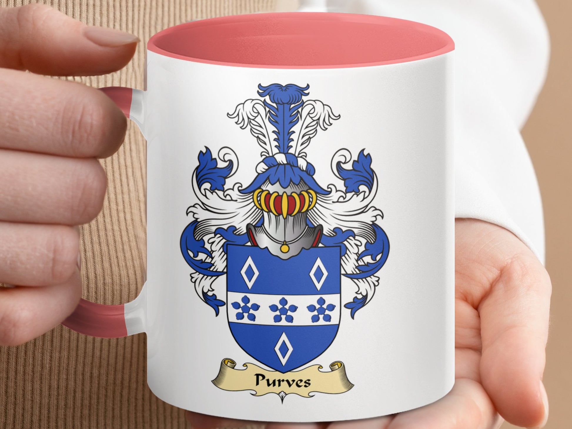 Purves Scottish Clan Surname Coat of Arms Heritage Mug - Living Stone Gifts