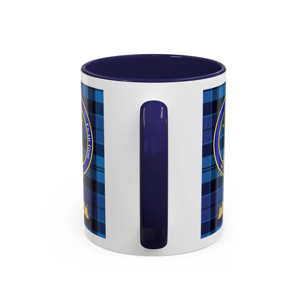 Crum clan crest mug shown in 11 oz and 15 oz sizes