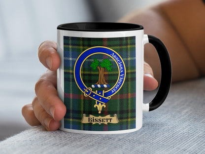 Unique Bissett Emblem Tartan Plaid Design Coffee Mug - Living Stone Gifts