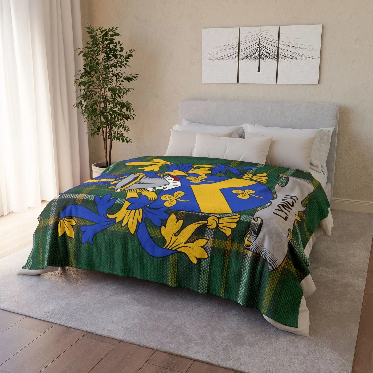Lynch Surname Irish Coat Of Arms Tartan Blanket