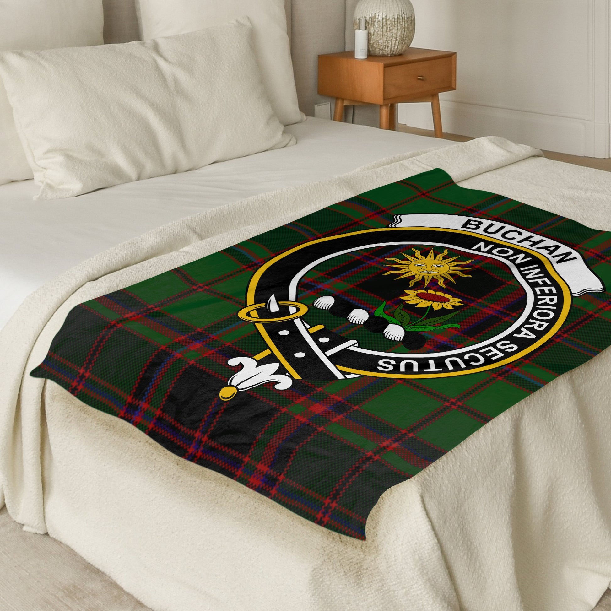 Buchan Crest Scottish Tartan Throw Blanket - Living Stone Gifts