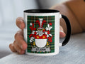 St. John Irish family crest black accent mug on Irish National Tartan