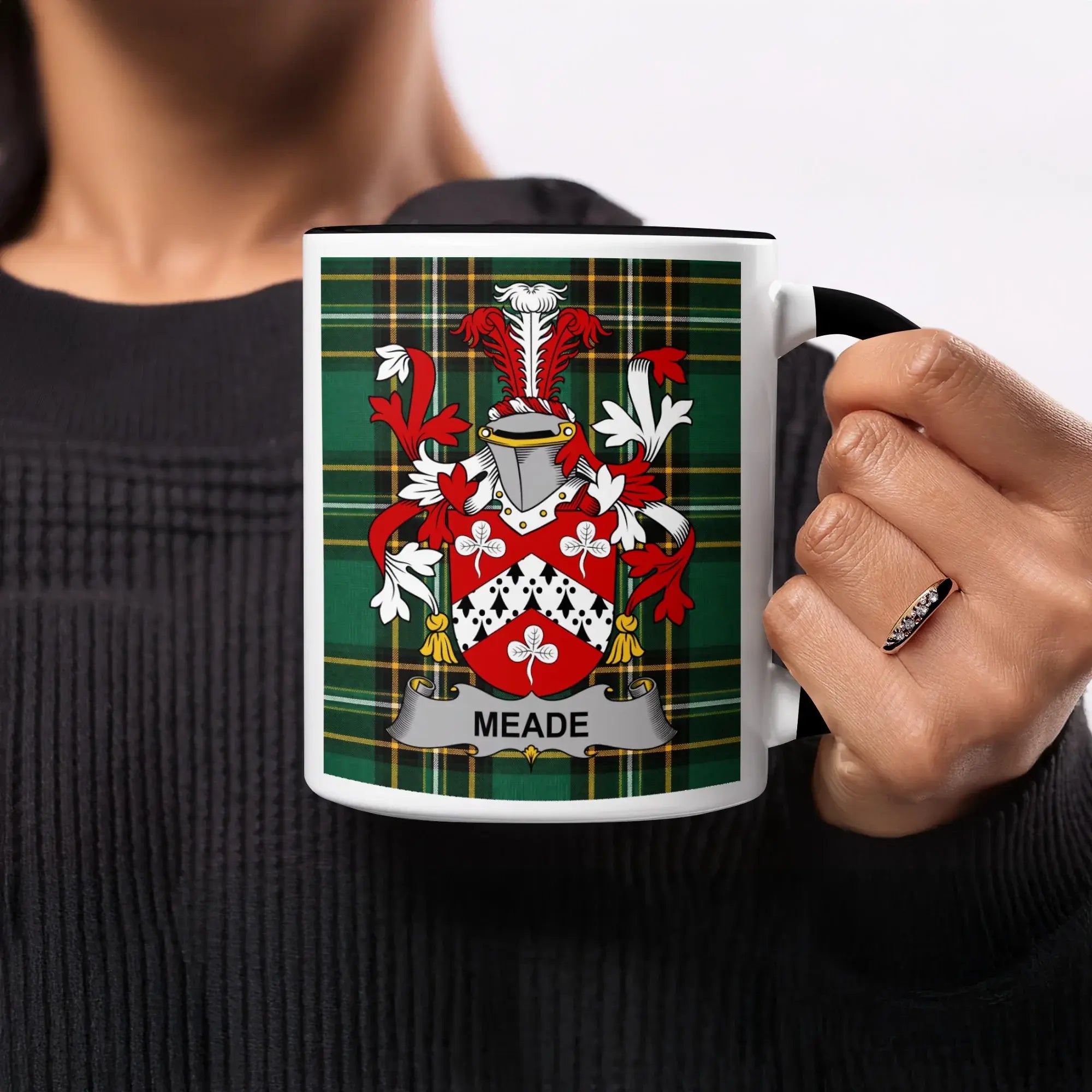 Meade Irish heritage mug with black handle and interior