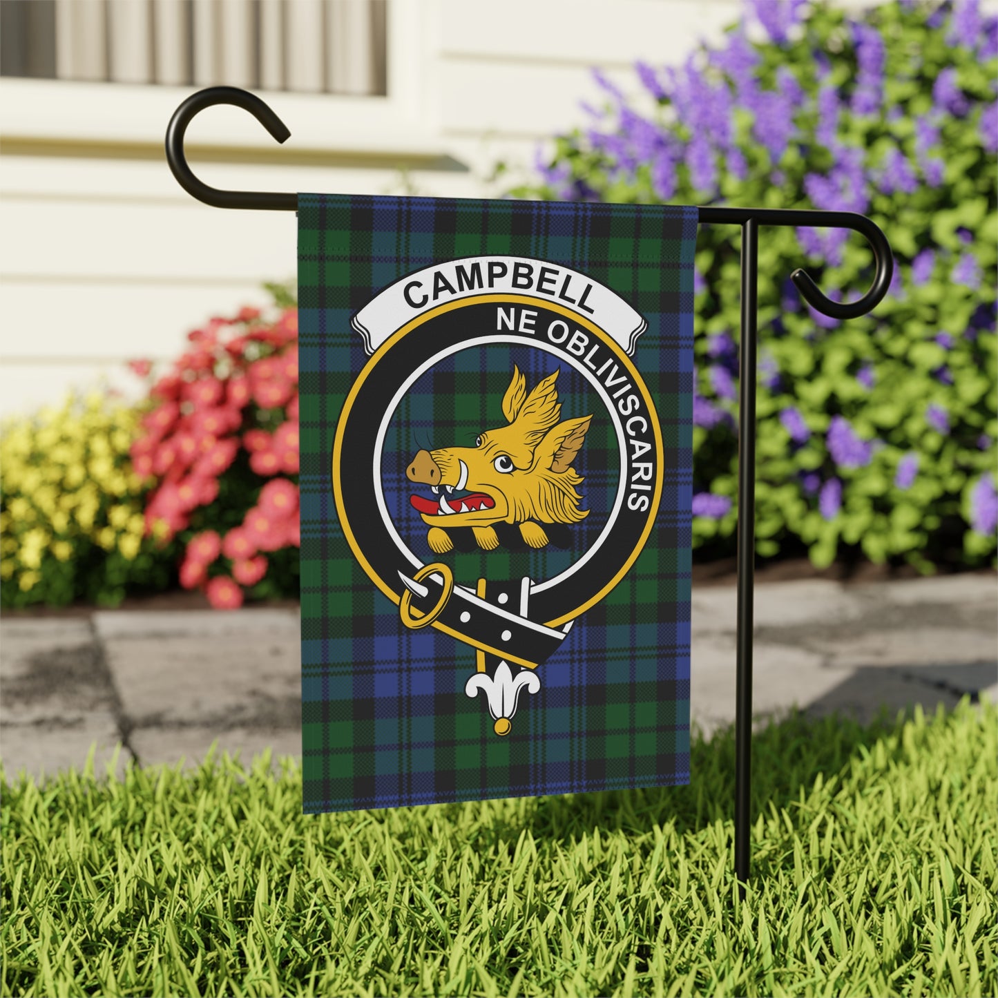 Clan Campbell Tartan Crest Garden Flag