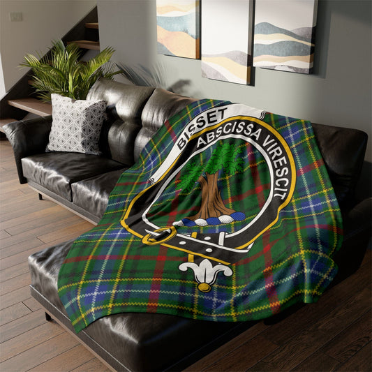 Bisset Clan Crest Tartan Scottish Throw Blanket