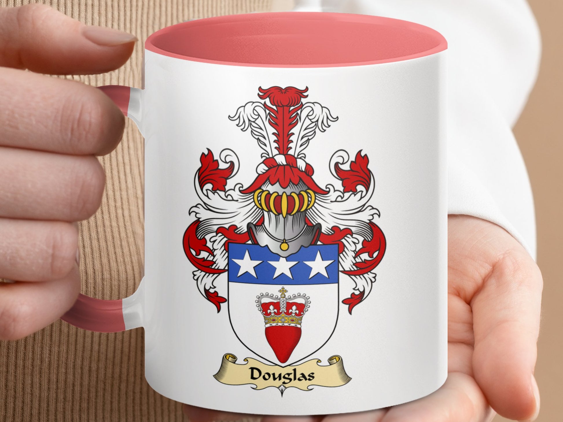 Clan Douglas Scottish Coat of Arms Accent Coffee Mug - Living Stone Gifts