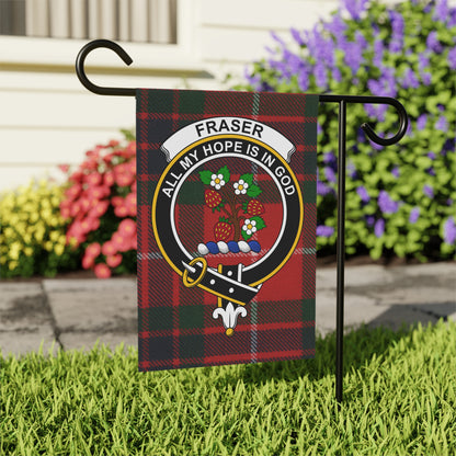 Fraser Clan Scottish Tartan Crest Garden Flag