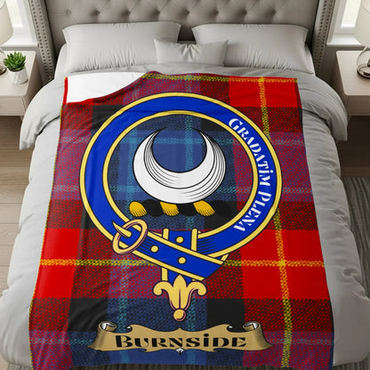 Vibrant Burnside Clan Tartan Crest Throw Blanket product