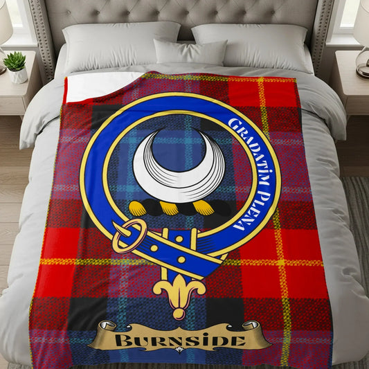 Vibrant Burnside Clan Tartan Crest Throw Blanket product