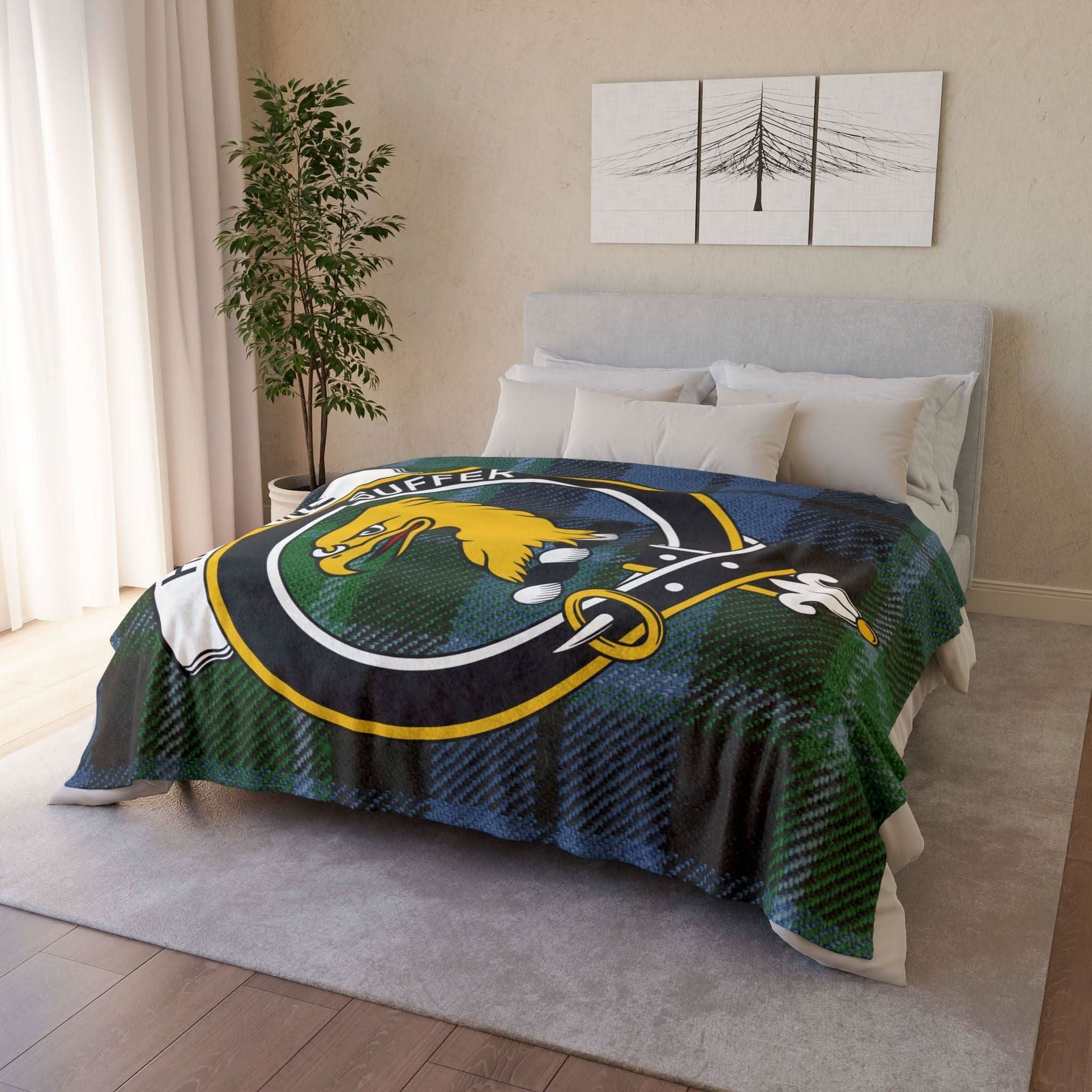 Haldane Clan Tartan Blanket – Scottish Crest Throw, Soft & Cozy - Celtic Ancestry Gifts