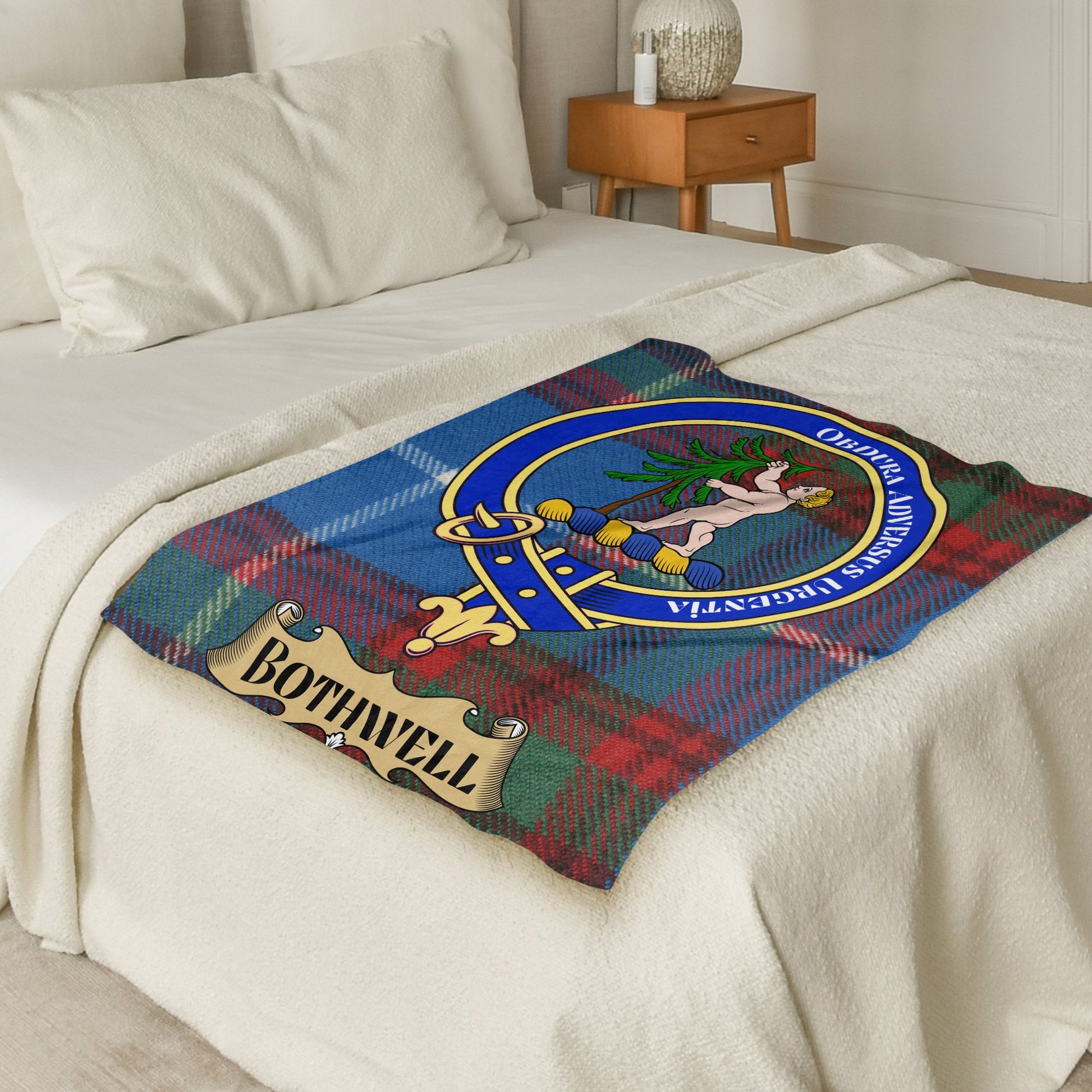 Bothwell Scottish Tartan Crest Throw Blanket - Living Stone Gifts