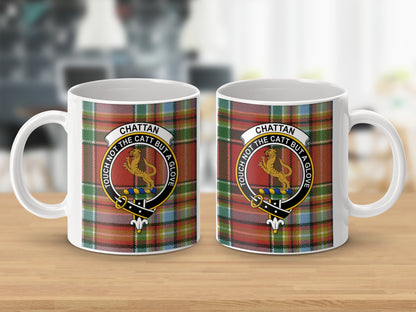 Clan Chatten Scottish Tartan Crest Coffee Mug - Living Stone Gifts