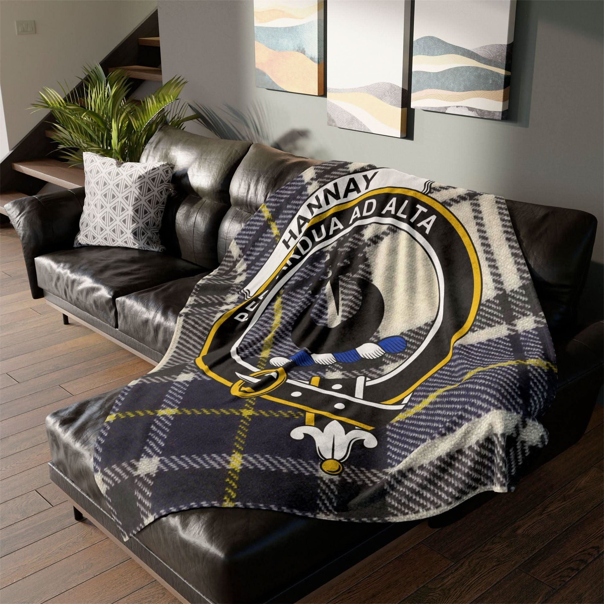 Hannay Clan Tartan Blanket – Scottish Crest Throw, Soft & Cozy - Celtic Ancestry Gifts