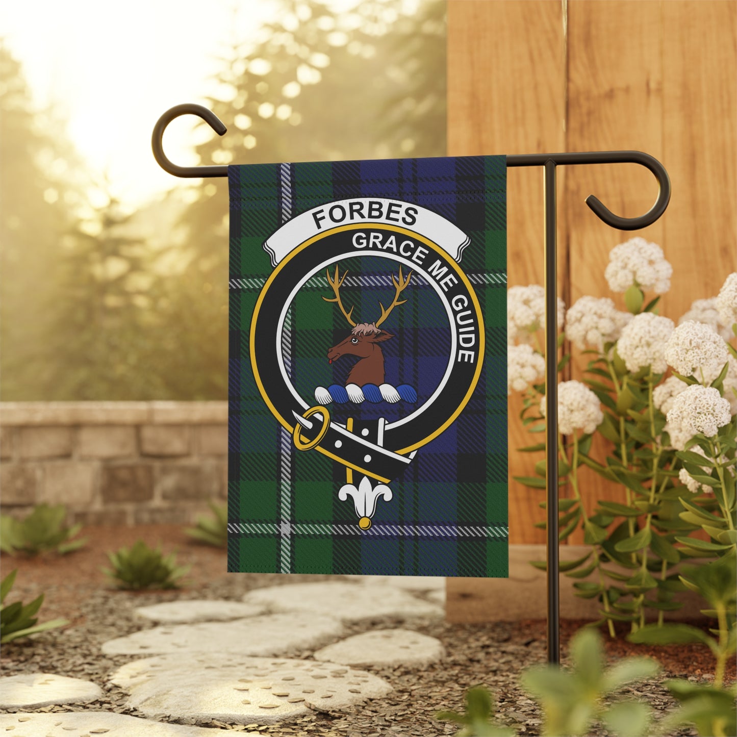 Forbes Clan Scottish Tartan Crest Garden Flag