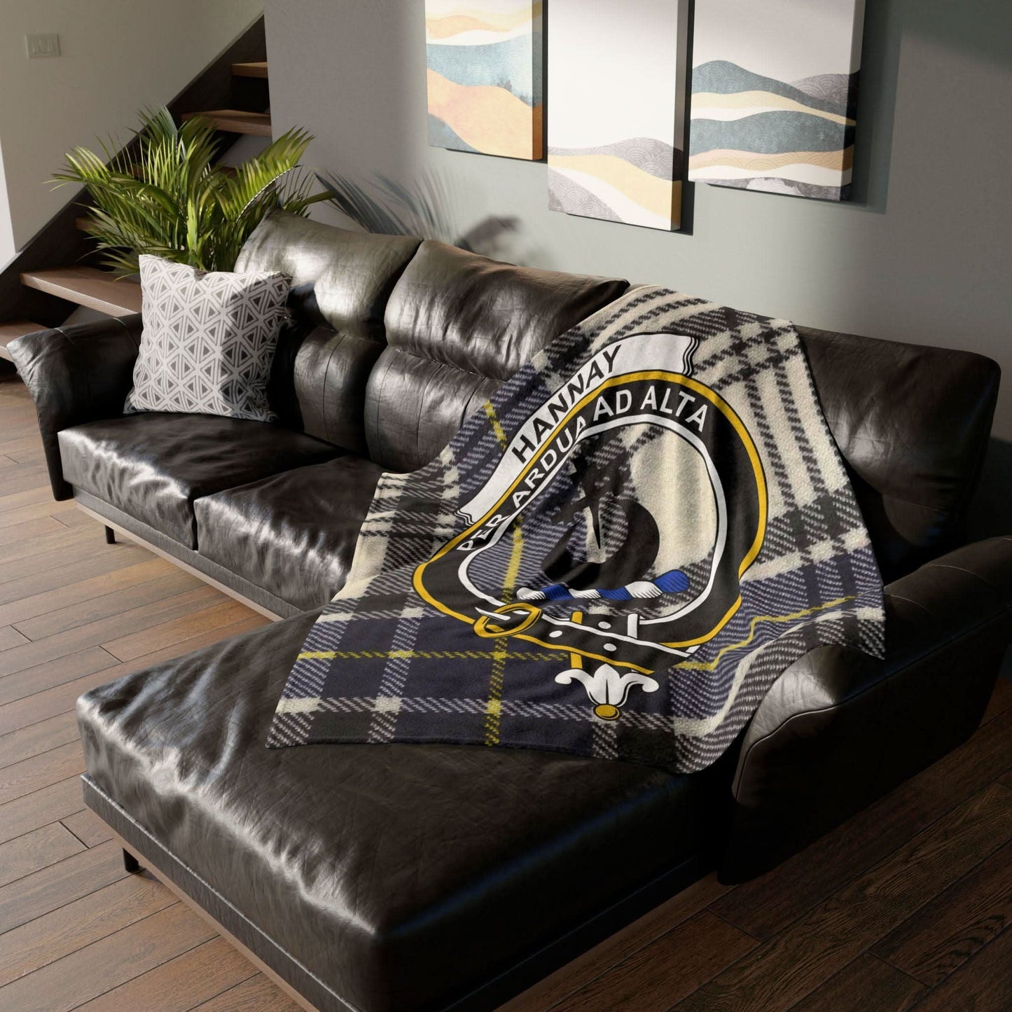 Hannay Clan Tartan Blanket – Scottish Crest Throw, Soft & Cozy - Celtic Ancestry Gifts