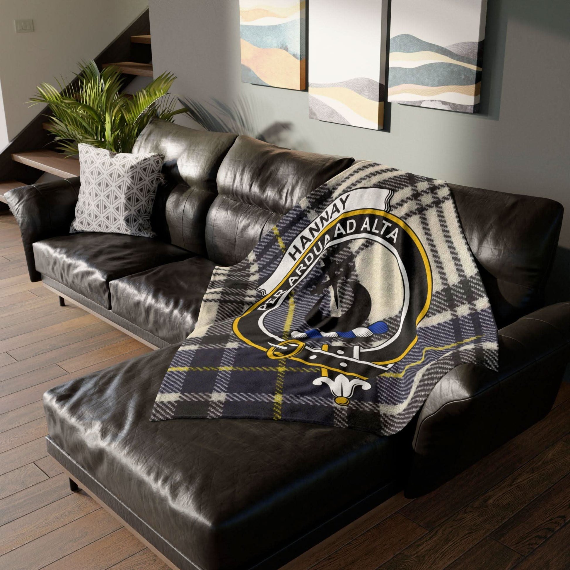 Hannay Clan Tartan Blanket – Scottish Crest Throw, Soft & Cozy - Celtic Ancestry Gifts
