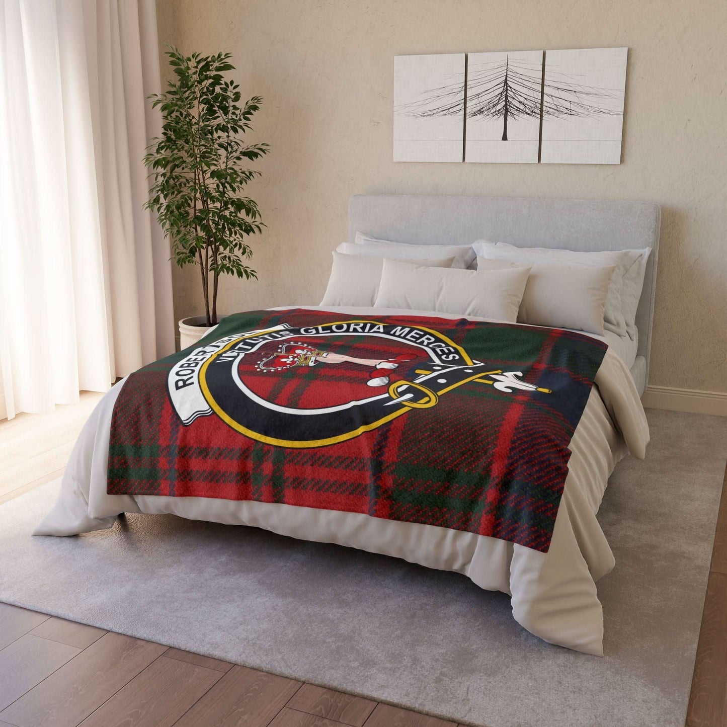 Robertson Clan Tartan Blanket – Scottish Crest Throw - Celtic Ancestry Gifts
